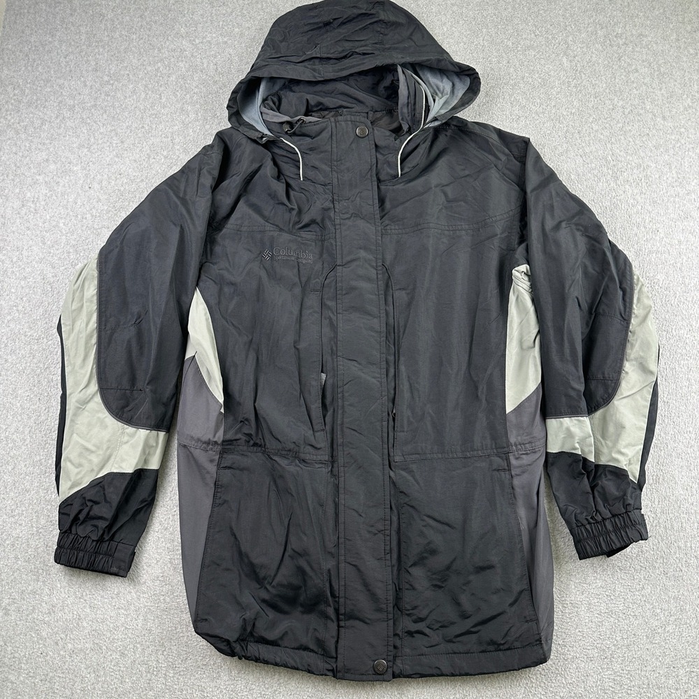 Columbia‎ Jacket Womens L Black Interchange Hooded Parka Core F2 SL 7278 Outdoor